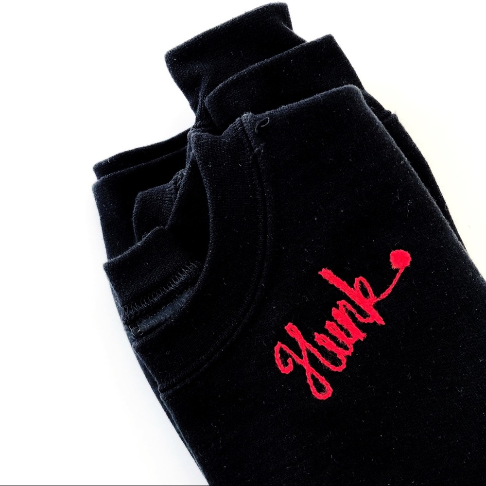 “Hunk” chain-stitch embroidered sweatshirt purchased from Assembly New York